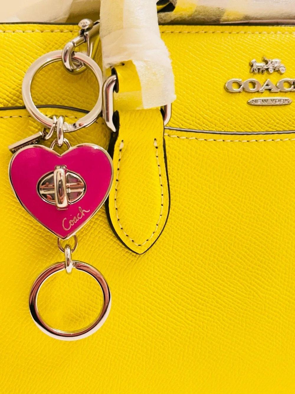 Coach Pink Heart Valet Keychain/ Bag Charm